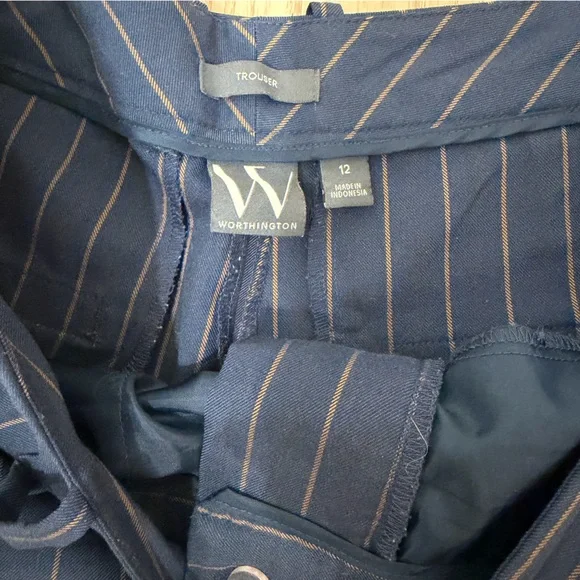 Navy Pinstriped Dress Pants - Picture 3 of 4